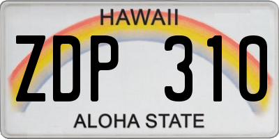 HI license plate ZDP310