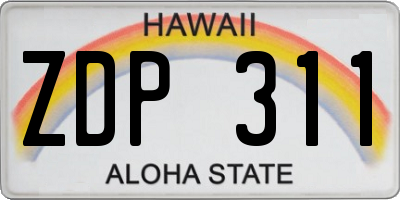 HI license plate ZDP311