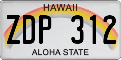 HI license plate ZDP312