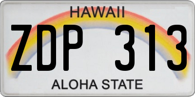 HI license plate ZDP313