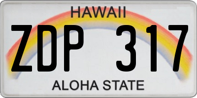 HI license plate ZDP317