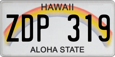 HI license plate ZDP319