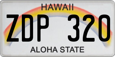 HI license plate ZDP320