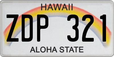 HI license plate ZDP321