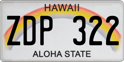 HI license plate ZDP322