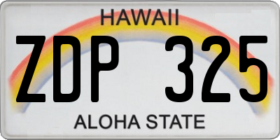 HI license plate ZDP325