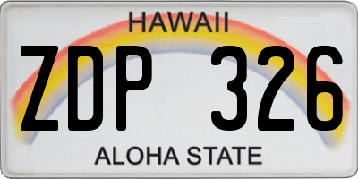 HI license plate ZDP326