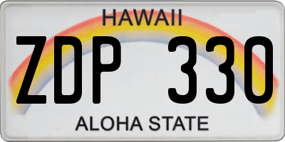 HI license plate ZDP330
