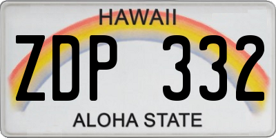 HI license plate ZDP332