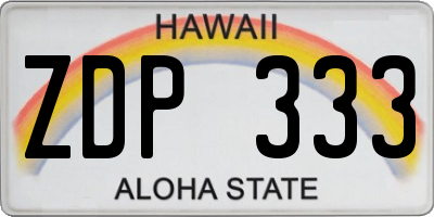 HI license plate ZDP333