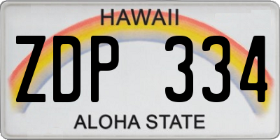 HI license plate ZDP334