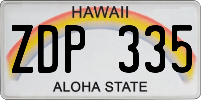 HI license plate ZDP335
