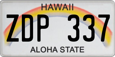 HI license plate ZDP337
