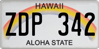 HI license plate ZDP342