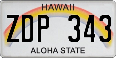 HI license plate ZDP343