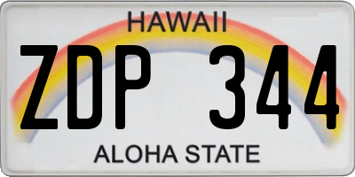 HI license plate ZDP344