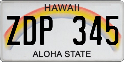 HI license plate ZDP345