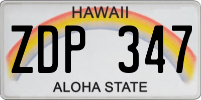 HI license plate ZDP347