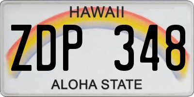 HI license plate ZDP348