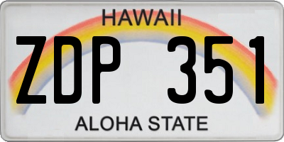 HI license plate ZDP351