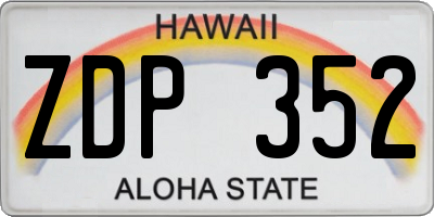 HI license plate ZDP352