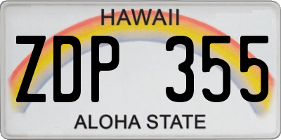 HI license plate ZDP355