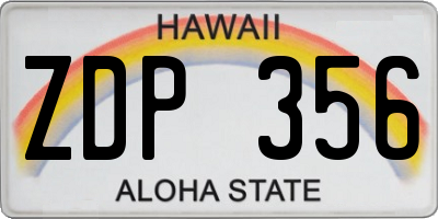 HI license plate ZDP356