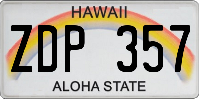 HI license plate ZDP357