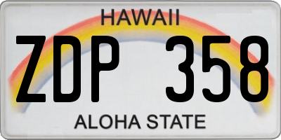 HI license plate ZDP358