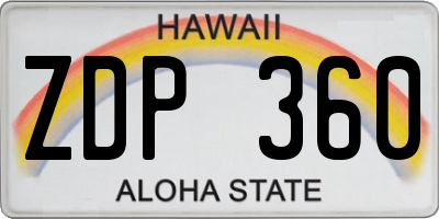 HI license plate ZDP360