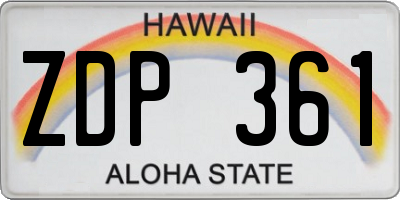 HI license plate ZDP361