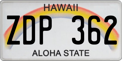 HI license plate ZDP362
