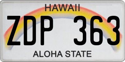 HI license plate ZDP363