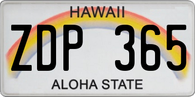 HI license plate ZDP365