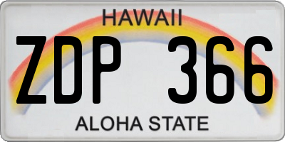 HI license plate ZDP366