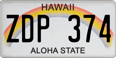 HI license plate ZDP374