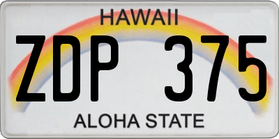HI license plate ZDP375