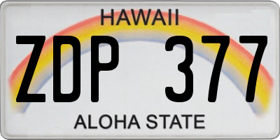 HI license plate ZDP377