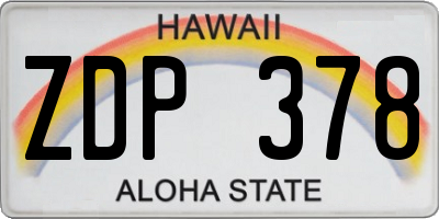 HI license plate ZDP378
