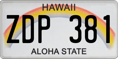 HI license plate ZDP381