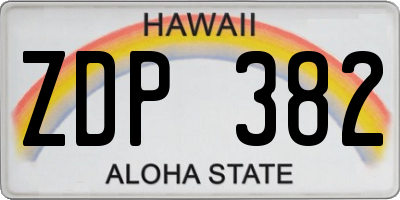 HI license plate ZDP382