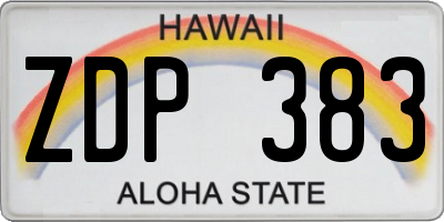 HI license plate ZDP383