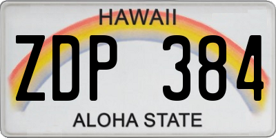 HI license plate ZDP384
