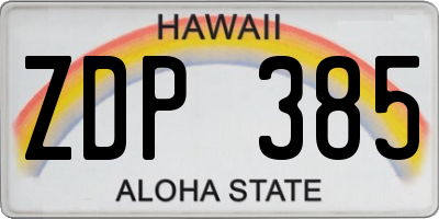 HI license plate ZDP385
