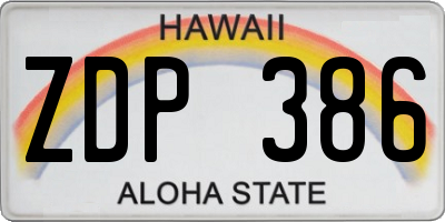 HI license plate ZDP386