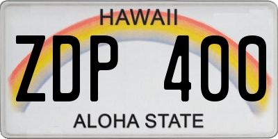HI license plate ZDP400