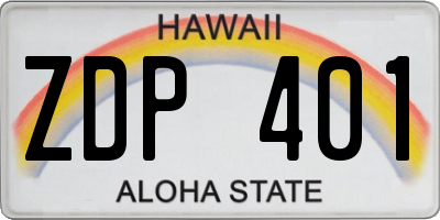 HI license plate ZDP401