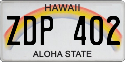 HI license plate ZDP402