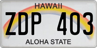 HI license plate ZDP403