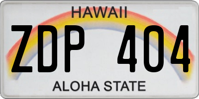 HI license plate ZDP404